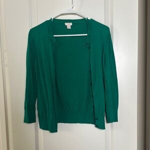 J. Crew Emerald Green Women's Cardigan 3/4 Sleeve